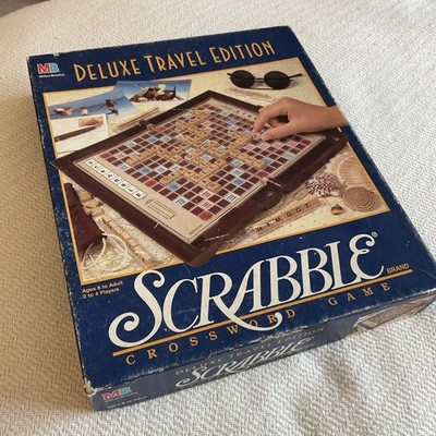 SCRABBLE Deluxe Travel Edition Crossword Game COMPLETE SET 1990s VTG