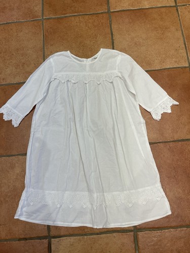 FAUNE Bright White Frilled Tunic Dress 8/10 VGC
