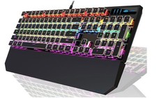 Camiysn Typewriter Style Mechanical Gaming Keyboard, Black Retro Punk Gaming ...