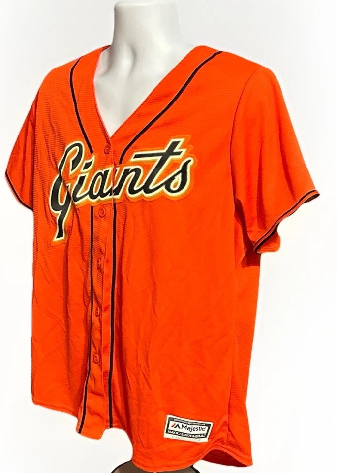 Camiseta deportiva Majestic Cool Base de los Gigantes de San Fran #1 para hombre mediana abotonada naranja MLB Foto 4 de 4