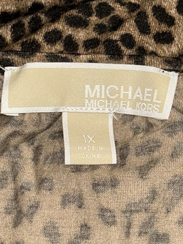 MICHAEL KORS Generous Size 18 Leopard Print 3/4 Sleeve Peasant Blouse Top - Picture 3 of 4