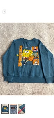 Nickelodeon Boys Blue SpongeBob Graphic Pullover Crewneck Sweatshirt L 10/12