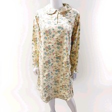 Vintage Sears Flannel Granny Nightgown Sz 36 Medium Yellow Multicolor Floral NEW