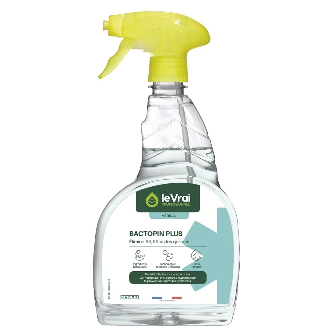 Bactopin Plus détergent désinfectant liquide nettoyant pour sol stratifié et PVC sans trace