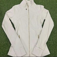 Lululemon Women's White Full Zip Nylon Activewear Jacket Size S Gold Hardware
