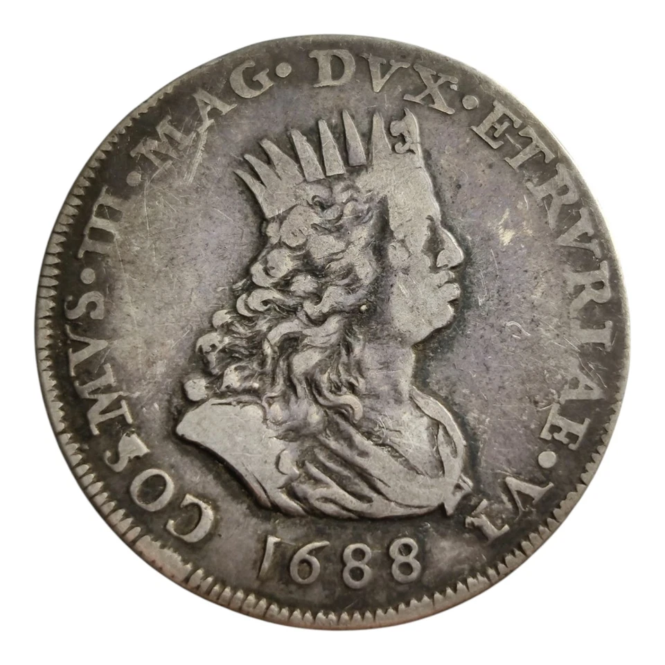 Tuscany Tollero 1688 Thaler Italy Cosimo III di Medici Florence Large Silver 7R - Image 2 of 2