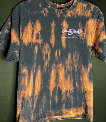 Barrett Jackson Men s Medium Shirt Tie Dye Bleach Graphic Print Crew neck Cars