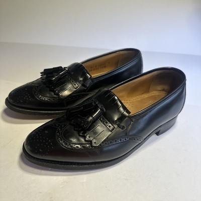 Johnston & Murphy Optima Sz 9E/C Kiltie Tassel Wing Tip Black Loafers Shoes