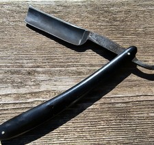 SIMMONS HARDWARE CO ST. LOUIS BLACK HANDLE K12 STRAIGHT RAZOR VINTAGE GERMANY