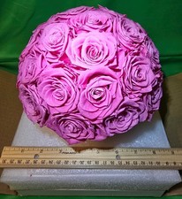 27 Preserved Pink Roses In White Vase, Preserved Flowers Dome Shaped