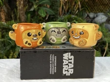2025 Disney Star Wars - Ewok Expresso Mugs - Set of 3 - Stackable - 2" H NIB