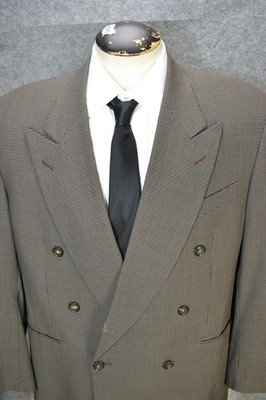 Canali Milano Blazer Men 40R Double Breasted Wool Brown Houndstooth Jacket Italy