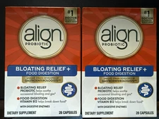 2 Pk. Align Probiotic Bloating Relief 28 caps each. Exp: 01/2027