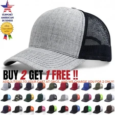 Trucker Hat Cotton Mesh Baseball Snapback Cap Flat Visor Plain Hip Hop Mens MB