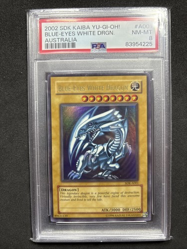 YUGIOH (Australian) Blue-Eyes White Dragon Kaiba SDK-A001 Ultra Rare PSA 8 Unl - Picture 1 of 3