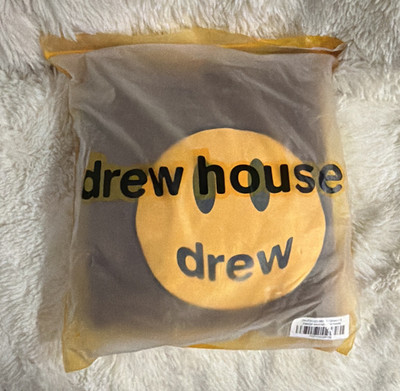 Drew House Men's Brown Pullover Hoodie Graphic Print Smiley Logo Size S destress
