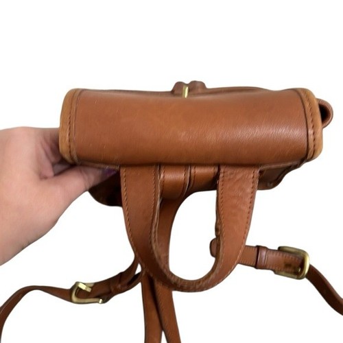 Mini sac à dos vintage Coach cuir marron doré serrure tournante 9960 bretelles réglables - Photo 7 sur 17
