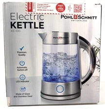 Pohl Schmitt 1.7L Electric Kettle Glass Stainless Steel KE-100 • New In Box