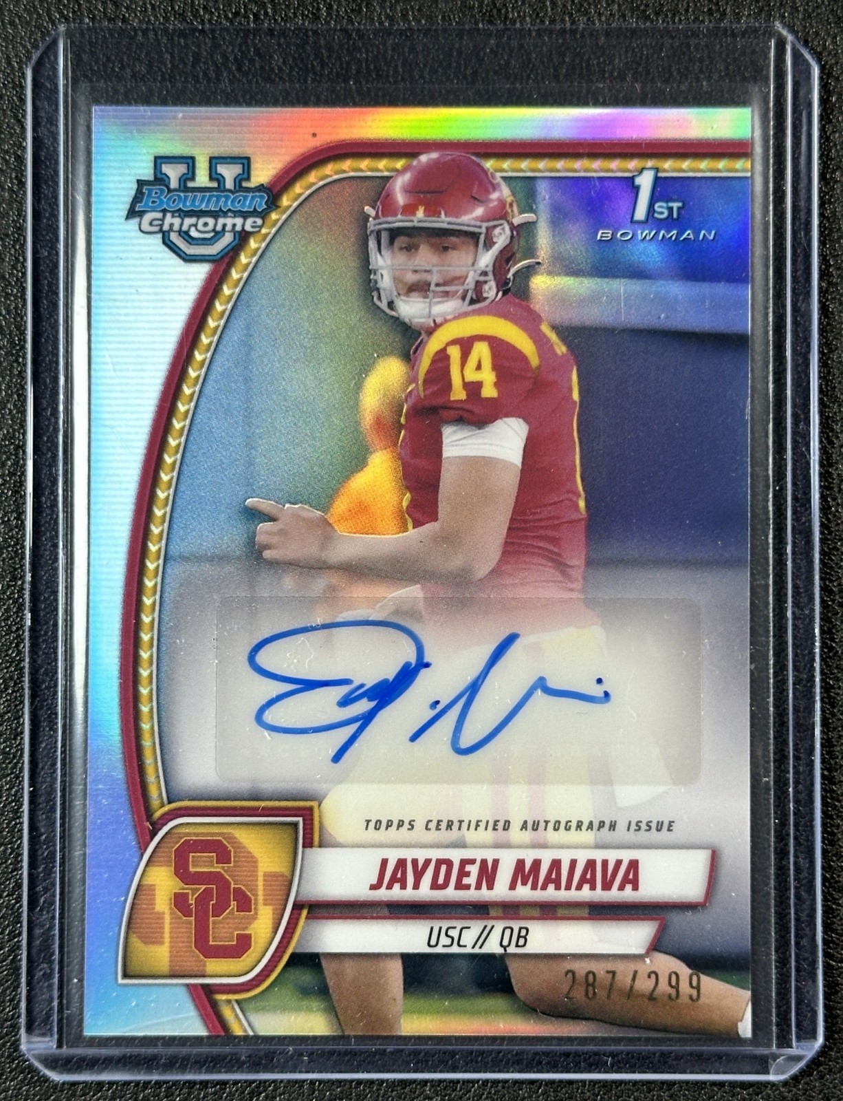 JAYDEN MAIAVA 2024 BOWMAN CHROME UNIVERSITY PROSPECT REFRACTOR AUTO 287/299