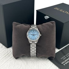 Bulova Sutton Women's Quartz Diamond Blue Dial Watch 28mm 96P250