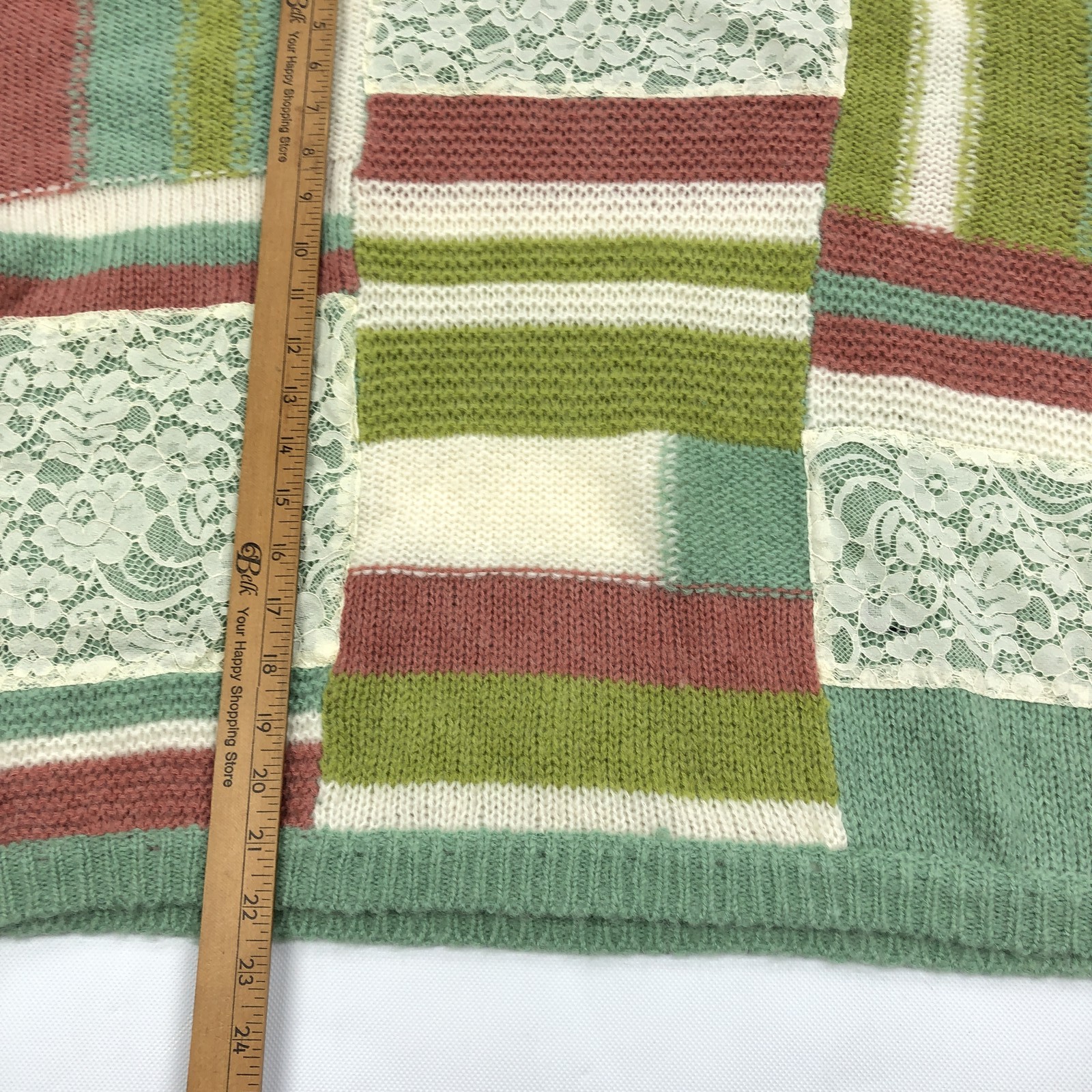 Sundance Women's Large Patchwork Striped Lace Swe… - image 4