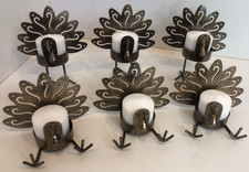 Metal Turkey Candle Holders Set of 6 - 3 standing, 3 sitting- Thanksgiving New