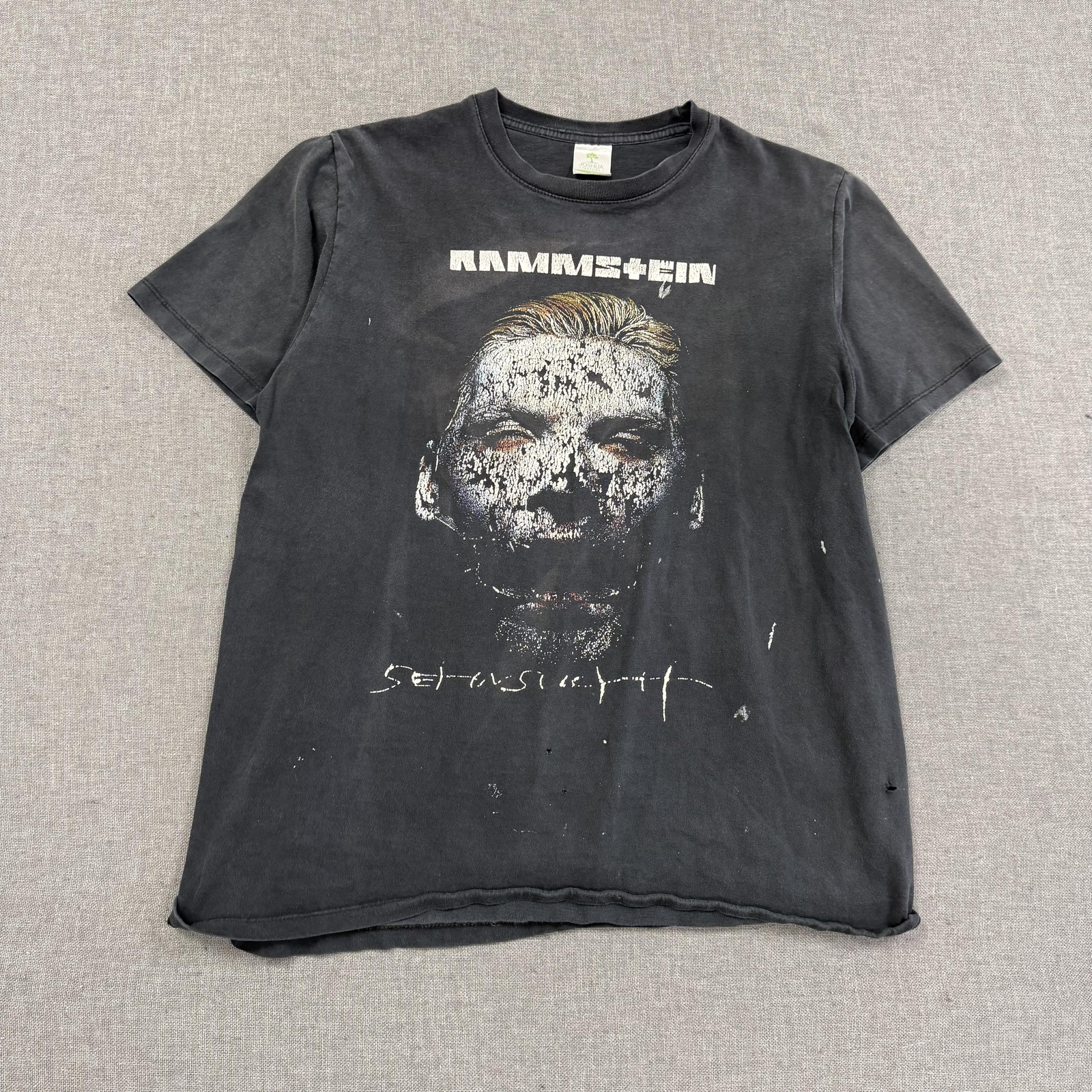 Vintage Rammstein T-Shirt Mens XL Black Face Germany Metal Band Tee Sehnsucht