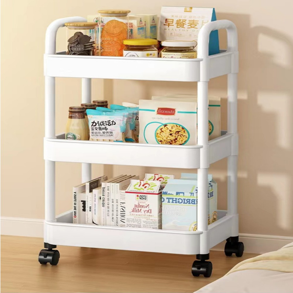 3 Tier Storage Trolley Cart on Wheels Kitchen Bathroom Laundry Rolling ...