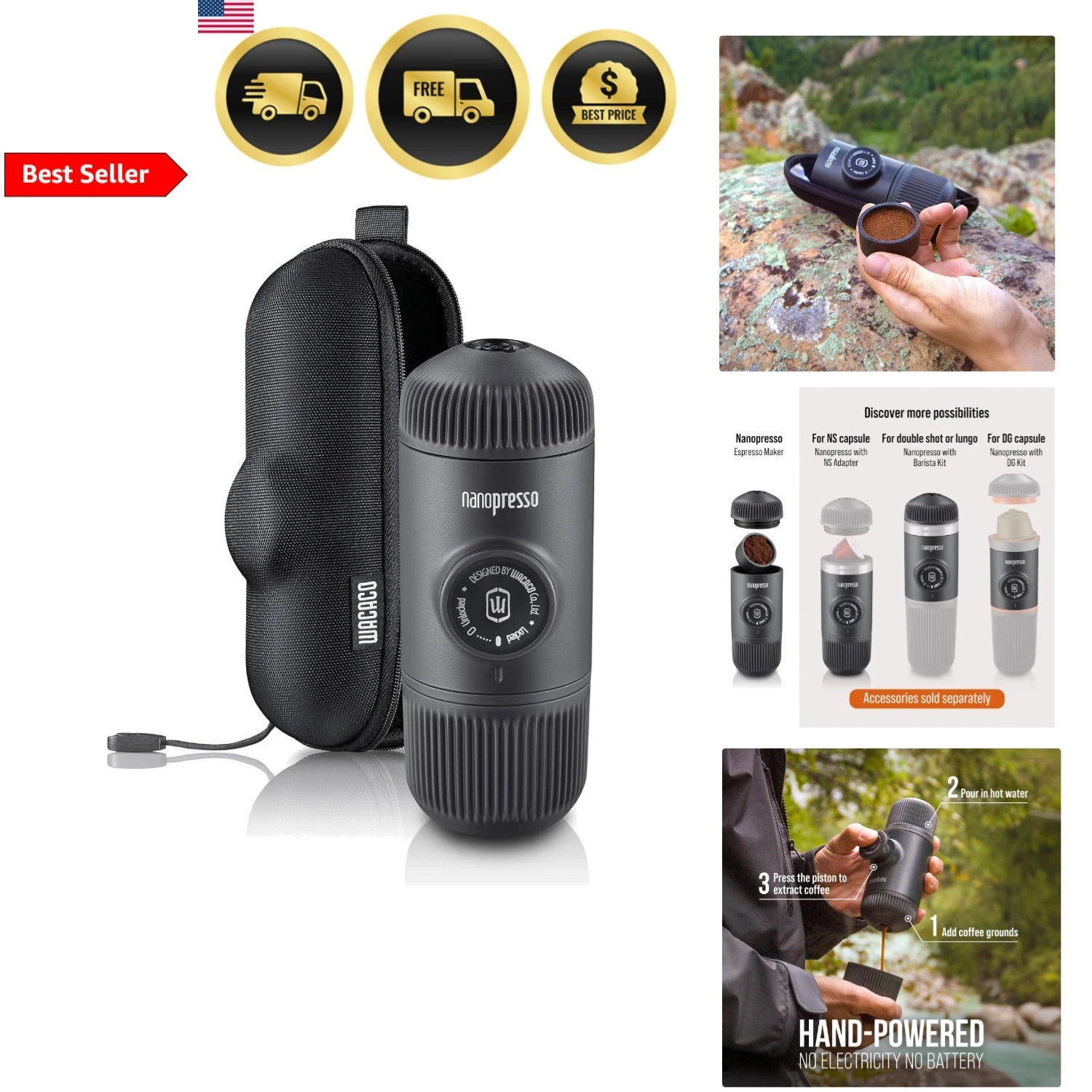Portable Espresso Maker Manual Coffee Machine Travel Camping Office
Opens in a new window or tab