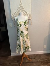 Ann Taylor LOFT Linen-Blend Floral Print Sleeveless A-Line Midi Dress