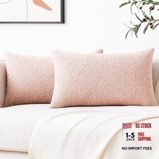 Mixhug Decorative Boucle Throw Pillow Covers, 20" x 12" Pack of 2 Old Rose