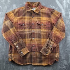 Iron And Resin Shirt Mens Medium Brown Plaid Flannel Button Up Casual Outdoor