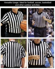 3 LG Men's Official Black/White Stripe Referee Shirt Short Sleeve Umpire Jersey