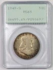 1949-S Franklin Half Dollar 50c PCGS MS65 Old Green Holder Toned
