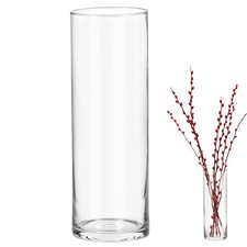 Image of QWORK® Elegant Large Glass Cylinder Vase 30cm x 10cm - Crystal Clear 30x10cm