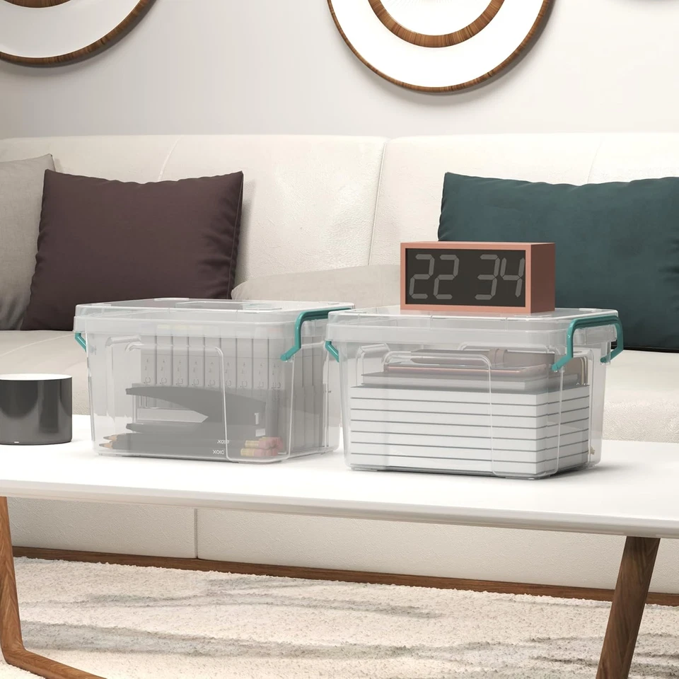 7 Pack Small Storage Bins Plastic Storage Container Stackable Box with Lids,With - Image 4 of 4