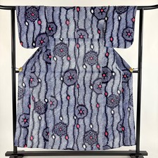 JAPANESE KIMONO YUKATA NAVY BLUE 155cm 5 ft 1 in COTTON AA7734