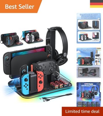 Multifunktionale Ladestation für Nintendo Switch 2/1/OLED mit RGB-Beleuchtung