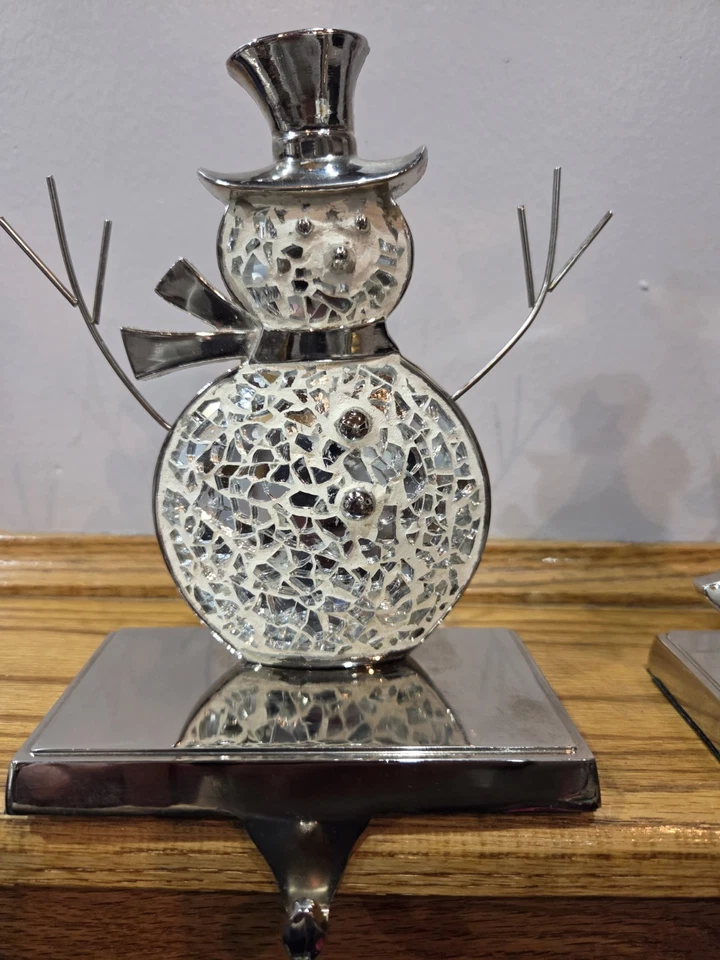 Gorgeous Mosaic Silver Stocking Holders! Set of 2 - Image 2 of 4