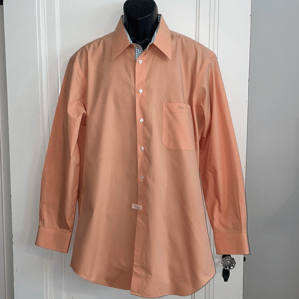 open lace back dress Regular Fit Cotton Casual Shirt Orange / M / 6