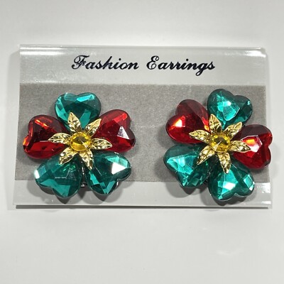 VINTAGE CHRISTMAS CLIP ON EARRINGS Fashion Jewelry Red
