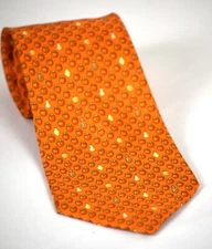 New Hermes Orange w/ Apples, Pears & Pineapple Pattern 100% Silk Tie 3.5 x 59