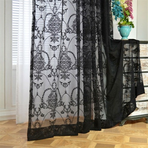 Princess Style European Floral Embroidered Lace Net Curtain for Bedroom 1 Panel - Picture 21 of 39