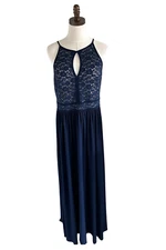 VTG Morgan & Co Prom Maxi Dress 12 Blue Lace Sequin Y2K Fairy Grunge Whimsigoth
