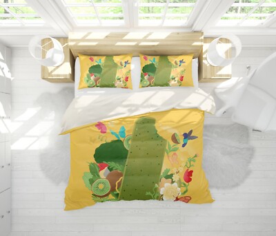 3D Kiwi Floral Bird Butterfly Color Quilt Cover Set Bedding Sets Pillowcases 64