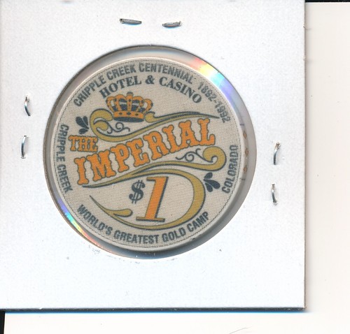 CRIPPLE CREEK COLORADO CASINO CHIP - IMPERIAL CASINO $1 1992 CENTENNIAL - A - Picture 2 of 2
