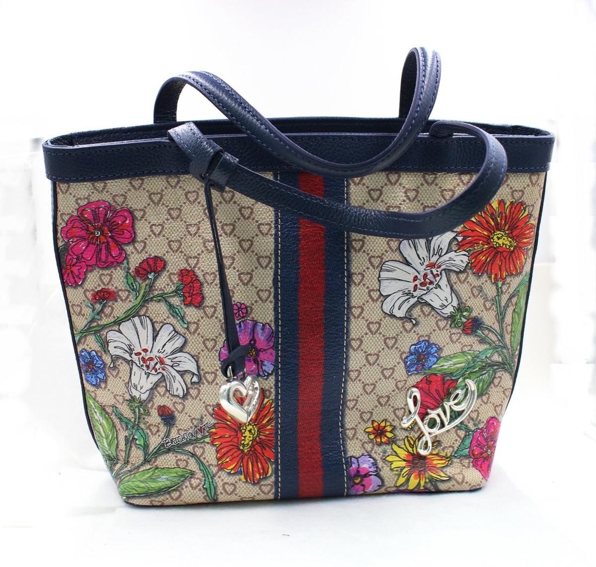 BRIGHTON Field of Love Floral Small Tote Leather Shoulder Bag New