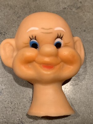 Vintage Fibre Craft Plastic Doll Face Caucasian Blue Eyes Goofy Face