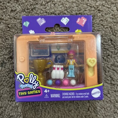 New, Sealed! Polly Pocket Tiny Games Series 2 Mini Set 3.5''x2.5'' Bowling 2020