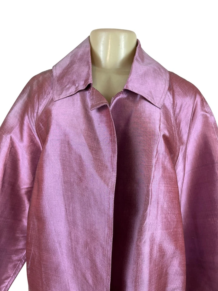 Nina McLemore 金属色粉色夹克长袖宽领隐藏式前襟女式 — 第 4/4 张图片